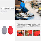 2pcs Oyster Shucking Tool and Holder Set, Silicone Hand Protective Clips, Kitchen Gadget for Safe Oyster Opening, Gray and Red, Seafood Specialty Tool for Home and Outdoor Use