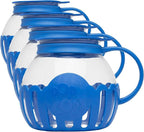 Ecolution Patented Micro-Pop Microwave Popcorn Popper with Temperature Safe Glass,3-in-1 Lid Measures Kernels and Melts Butter,Made Without BPA,Dishwasher Safe,3-Quart,Blue,(Pack of 4)