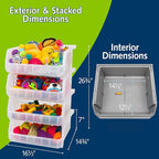 Plastic Containers for Organizing and Storage Bins for Closet, Kitchen, Office, Garage or Pantry Organization, Stackable Bins, Extra Large (14.8" x 16.5" x 7"), 4-Pack, Clear