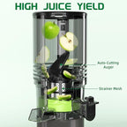 Cold Press Juicer, 6.5" Extra Wide Feed Chute Juicer Machines, 350W Slow Juicer Machines with High Juice Yield for Whole Vegetables & Fruits, BPA Free (Titanium Gray)