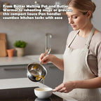 Milltrip Stainless Steel Butter Warmer, 300ml Mini Butter Melting Pot Small Saucepan Milk Warmer Pot with Induction Bottom, Dual Pour Spouts & Cool Touch Handle, Egg Pan for Melting Butterr Heating