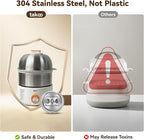 TAKOO 3-in-1 Electric Egg Cooker for Hard Boiled Eggs Poacher, Omelet Maker & Vegetable Steamer, Holds 14