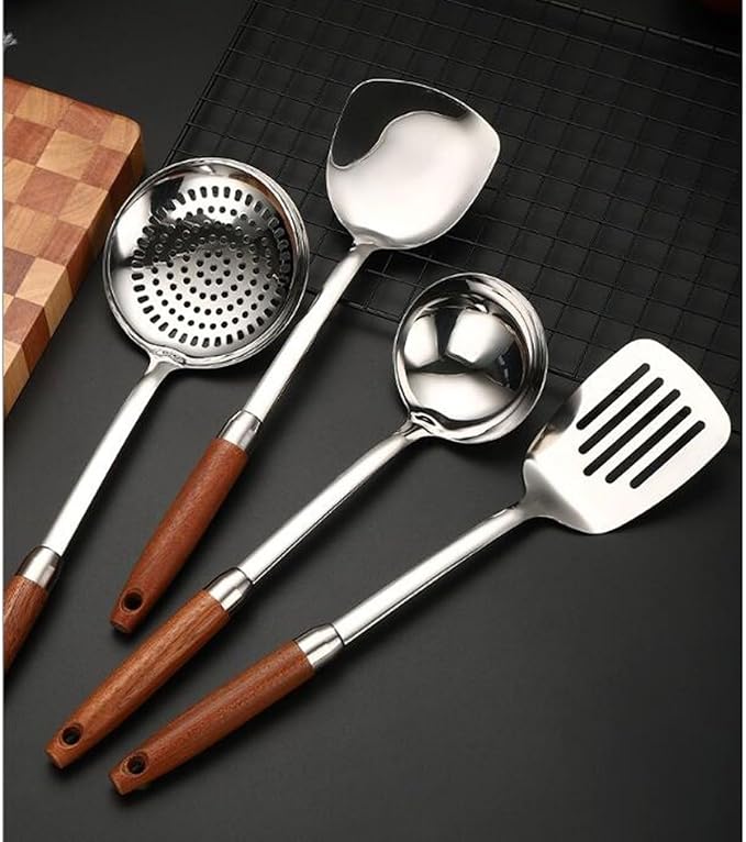 Kitchen Utensils Set，Cooking Utensils Kitchen Tools Gadgets 6 Pieces Sets Spoons for Cooking Spatulas 304 Stainless Steel Cooking Utensils Spatulas Spoons