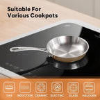 Macevia Mini 0.12QT Sauce Pan, 18/10 Stainless Steel Pans, Small Pot Butter Warmer With Handle, 3 Ply Stainless Frying Pans For Home Kitchen (4in/140ml) - Rose Gold