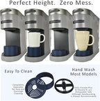 Elevate Anti-Splash Cup Riser Accessory for most Keurig K-cup, Cuisinart Single Serve, and other Coffee Makers, Adjustable for Cup Size and Drip Tray Type (Dark Blue with Black Base)
