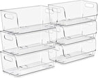 Sorbus Stackable Storage Bins Open Front, Clear Stackable Storage Bins, Pantry Bins for Storage and Organization, Acrylic Stackable Bins for Kitchen, Clear Pantry Organizer Bins (Small Wide 6 Pack)