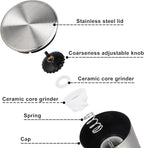 Gulex® Pepper Grinder Pepper Mill, Salt Grinder Refillable,(Single Package) Adjustable Coarseness Black Pepper Grinder, Stainless Steel Sea Salt Shaker with Ceramic Rotor (1 pack) (1 Pack Model 2)