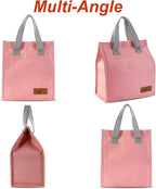 Mziart Minimalist Lunch Bag, Reusable Insulated Lunch Box for Women Men Leakproof Simple Bento Tote Adults Cooler Bag for Work Office Picnic or Travel (Pink)