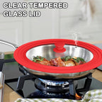 13-14-15 in Universal Pan Lid, Extra Large Silicone Pot Lid for Pots, Pans & Skillets, Replacement Frying Pan Lid with Heat Resistant Silicone Knob, Dishwasher Safe, Red