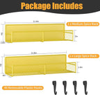 Magnetic Spice Rack for Refrigerator, 2 Pack 100% Metal Strong Magnet Shelf, Space Saving Spice Organizer W/ Hooks, Movable Magnetic Fridge Shelf, Kitchen Home Laundry Room Storage Organization,Yellow