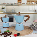Aluminum 3 Cup 150ml Moka Pot Express Coffee Maker Stovetop Espresso Colorful Coffeemaker Italian Classic Style Brewing Greca Cafe Mocha Machine for Cafeteras Lover Camping Travel and Home Use 5oz