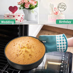 TeamFar 8 Inch Round Cake Pans, Round Baking Layer Cake Pan Set of 3, with Non-Stick Coating Stainless Steel Core for Birthday, Party, Wedding, Healthy & Heatproof, Release Easily & Easy Clean