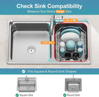 GSlife Small in Sink Dish Drying Rack - Stainless Steel Compact Dish Drainer with Silicone Drying Mat for RV Kitchen Apartment Sink, Silver