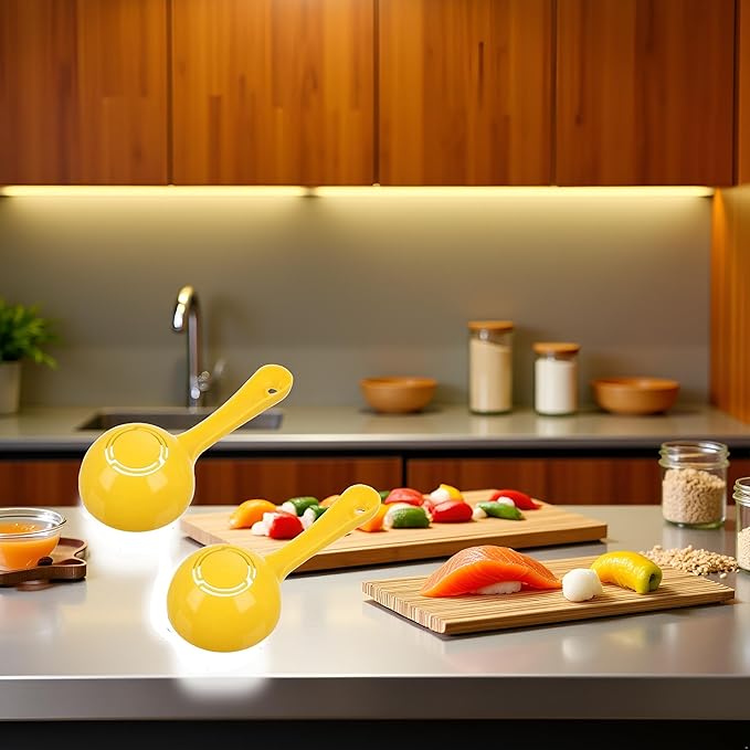 2PCs Yellow Rice Paddle Sushi Mold - Non-Stick Sushi Making Kitchen Gadget for Home & Restaurant
