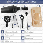 JNWINOG Cocktail Shaker Set Stainless Steel Bartending Kit 18.6oz Cocktail Bar Set Cocktail Mix Drink Making Kit Professional Bar and Home Drink Bar Tools for Bartender (Matte Black, 7Pcs)