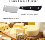 Cheese Knife - MATTSTONE HILL Cheese Cleaver, Hard Cheese Cutter, Premium Stainless Steel, Black Handle
