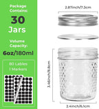 CycleMore 6 oz Mason Jars with Airtight Lids and Bands, 30 Pack Regular Mouth Glass Canning Jars, Small Glass Canisters for Jelly, Sauce, Jam, Honey, Juice, Wedding Favors, Shower Favors