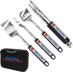 Magma A10-132T Telescoping Grill Tools Set (5-Piece) – Marine Grade Stainless Steel BBQ Utensils with Extendable 16" to 22" Handles & Soft Grip for Boat, RV, and Camping