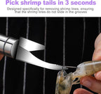 2 Pack Stainless Steel Shrimp Deveiner and Peeler Tool Multifunction Seafood Cleaning Knife for Quick Shelling Deveining Deshelling Professional Prawn Cleaner for Home Kitchen
