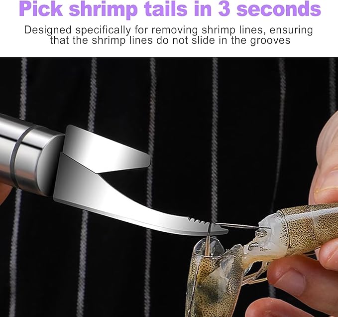 2 Pack Stainless Steel Shrimp Deveiner and Peeler Tool Multifunction Seafood Cleaning Knife for Quick Shelling Deveining Deshelling Professional Prawn Cleaner for Home Kitchen