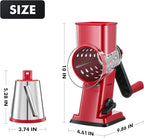 Geedel Rotary Cheese Grater - Upgraded Vegetable Shredder with 4 Interchangeable Blades, Easy to Clean Cheese Shredder with Handle, Kitchen Grater Nuts Grinder for Cutting Cheese, Vegetable, Nuts