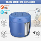 wiwens Thermo Food Jar for Hot Food Adults 32OZ Soup Thermo Lunch Containers Wide Mouth Vacuum Insulated Stainless Steel Leakproof Bento Box with Spoon (Blue)