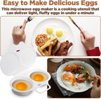 Egg Poacher Microwave,White Microwave Egg Poacher 2 Eggs,2 Cavity Nonstick Poached Eggs Maker With Lid,Microwaves Egg Cooker 2 Eggs,Kitchen Dining Specialty Cookware