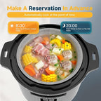 8Qt 12-in-1 Electric Pressure Cooker, 1200W Stainless Steel Multi-Cooker, Slow Cook, Rice Cook, Steamer, Sauté, Yogurt Maker, Warmer & Sterilizer, Safer Venting Design with Recipe Book, Silver