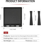 BIG HORN OUTDOORS Cast Iron Griddle Reversible Grill Plate with Handle for Oven, Stove, Grill