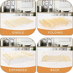 Cooling Rack for Baking 3 Tiers, 16" x 10" Cookie Cooling Wire Rack Stackable Collapsible Nonstick, Stainless Steel Baking Cooking Cooling Racks with Optimum Air Flow, Gold