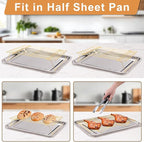 Cooling Rack for Baking 3 Tiers, 16" x 10" Cookie Cooling Wire Rack Stackable Collapsible Nonstick, Stainless Steel Baking Cooking Cooling Racks with Optimum Air Flow, Gold