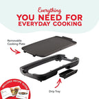 Dash Deluxe Everyday Griddle - Electric Griddle with Removable Plate - Nonstick, Easy-Clean Surface & Anti-Slip Base - Recipe Book Included - Gray