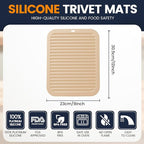 Silicone Trivet Mats 4 Heat Resistant Pot Holders Multipurpose Non-Slip Hot Pads for Kitchen Potholders, Drying mat, Jar Opener, Spoon Holder, Coaster.(Ivory White)