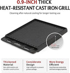 BIG HORN OUTDOORS Cast Iron Griddle Reversible Grill Plate with Handle for Oven, Stove, Grill