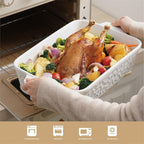 Dafuceramic Casserole Dish for Oven, 4.2 QT Baking Dish, 9x13 Large Porcelain Baking Pan, Durable Rectangular Lasagna Pan Deep with Handles, Microwave Oven Safe