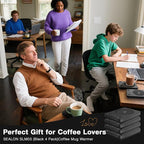 SEALON SLM03 Electric Coffee Mug Warmer (Black, 4 Pack) - 3-Temperature Desk Cup Warmer with Auto Shut-Off (4 Hours) for Heating Coffee, Tea, Milk & Beverages