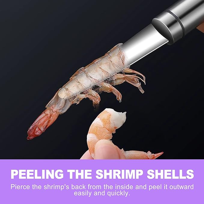 2 Pack Stainless Steel Shrimp Deveiner and Peeler Tool Multifunction Seafood Cleaning Knife for Quick Shelling Deveining Deshelling Professional Prawn Cleaner for Home Kitchen