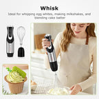 Bonsenkitchen 4-in-1 Immersion Blender Handheld with Food Processor, 12 Speeds Hand Blender with Turbo Mode, Stainless Steel Blade, Egg Whisk, Beaker & Chopper Bowl, Stick Mixer for Smoothie, Puree