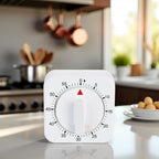 1Pc White Simple Fashionable Timer Clock,60-Minute Mechanical Kitchen Wind up Timer Visual Cooking Clock with Loud Alarm No Batteries Required for Cooking Baking and Kitchen,Thermometers and Timers