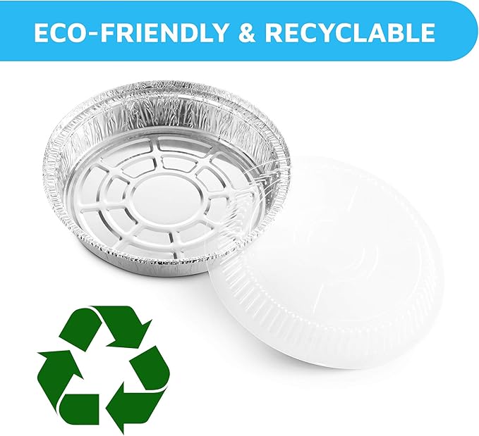 MontoPack 7” Round 40 Pack Aluminum Foil Pans with Clear Lids | Disposable Containers with Straight Walls for Storing, Baking, Meal Prep & Reheating | Freezer & Oven Safe, Recyclable