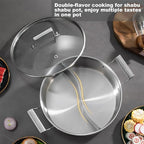 Delarlo 6.8QT Tri-Ply Stainless Steel Double-flavor Shabu Shabu Pot 12 inch Everyday Pan with Lid, Kitchen Induction,Cooking Hot Pot, Oven Safe Stock Pot, Up to 600℉