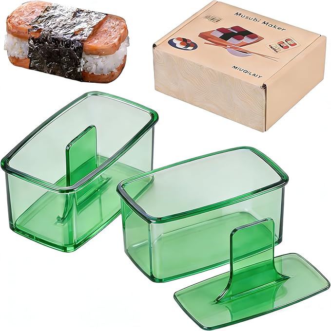 2PCS Green Musubi Maker press mold,Non-stick,BPA-Free sushi mold,Make Hawaiian Musubi at Home or Hawaii Restaurants