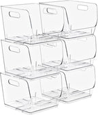 Sorbus Stackable Storage Bins Open Front, Clear Stackable Storage Bins, Pantry Bins for Storage and Organization, Acrylic Stackable Bins for Kitchen, Clear Pantry Organizer Bins (Medium Sqware 6 Pack)