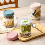 NETANY 6-pack 16 oz Overnight Oats Containers with Lids, Glass jars with Airtight Lids, Wide mouth Mason Salad jars, Glass Food Storage Containers for Snacks Yogurt Spice Sugar
