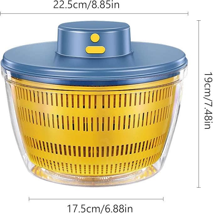 Electric Salad Spinner, 4L Lettuce Spinner Large Capacity USB Chargeble Fruit Vegetable Washer Dryer for Home Kitchen (Blue)