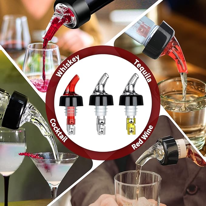 Automatic Measured Bottle Pourer - Quick Shot Spirit Measure Pourer Drinks Wine Cocktail Dispenser Home Bar Tools - 1oz/30ml (6 pack)