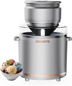 BRIOBITE 1.1 Quart Ice Cream Maker – Electric Ice Cream Machine for Gelato, Milkshakes & Sorbet,Perfect for 2-3 Servings, Easy to Use & Clean,Silver
