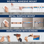 ENOKING 16 Inch Magnetic Knife Holder for Wall, Acacia Wood & Blue Resin Magnetic Knife Strip, Powerful No-Drill Adhesive or Screws Mount, Kitchen Knife Bar Storage Rack ("Ocean" Blue Resin)