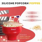 The Original Salbree Collapsible Silicone Microwave Popcorn Popper Maker Machine, Microwavable Bowl Holds 16 Cups, Uses Hot Air and Oil Always Optional - The Most Colors Available (Transparent)