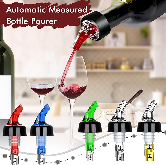 SuproBarware Automatic Measured Bottle Pourer Liquor Bottle Pourer Quick Shot Dispenser 1oz Liquor Pour Spout for Alcohol,Wine,Spirits, Home Bar Kitchen Tools 40 Pack